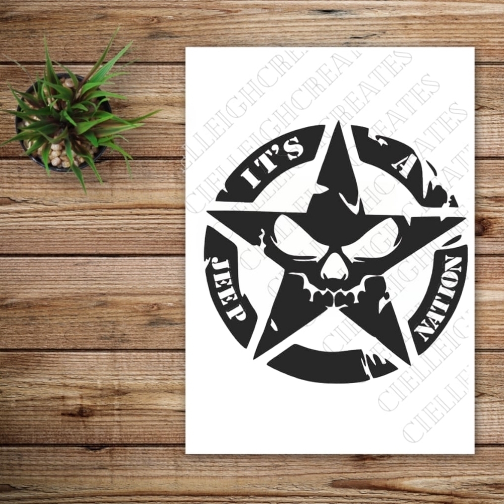 *2 for $20* It's Jeep Nation vinyl decal Sticker Star Skull Handcrafted
